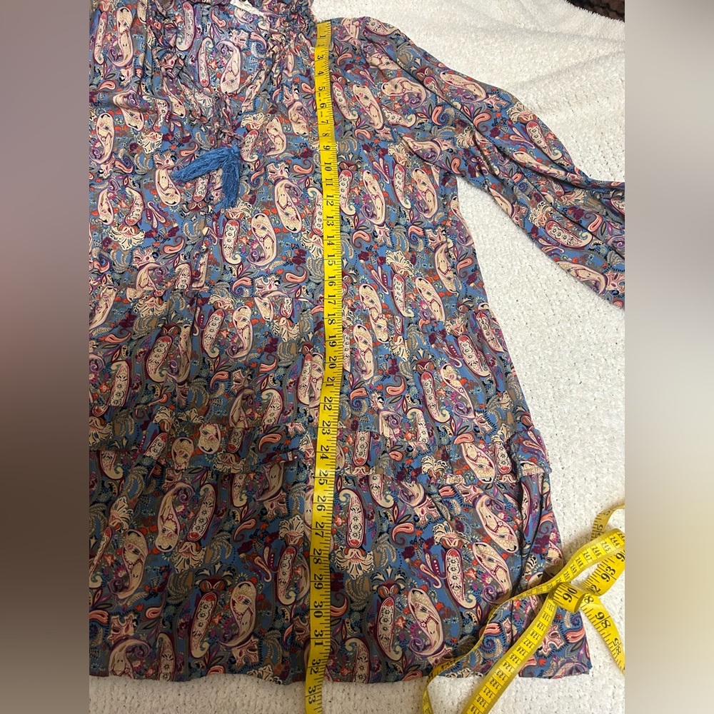 Easel Bohemian Mini Dress Size L Babydoll Style Paisley Western Festival Concert - Picture 6 of 9